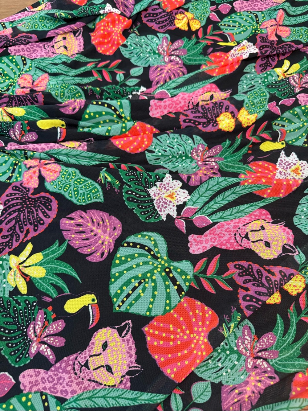 Betsey Johnson Paulina Tropical Jungle Print Mesh Halter Maxi Dress Leopard XL - Picture 3 of 13